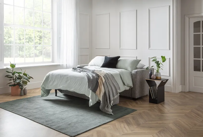 Metro Medium 3 Seater Sofa Bed Grey Boucle | Furl