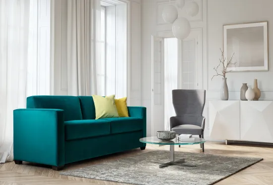 Metro Medium 3 Seater Sofa Bed Moleskin Petrol | Furl