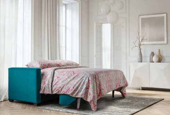 Metro Medium 3 Seater Sofa Bed Moleskin Petrol | Furl 2