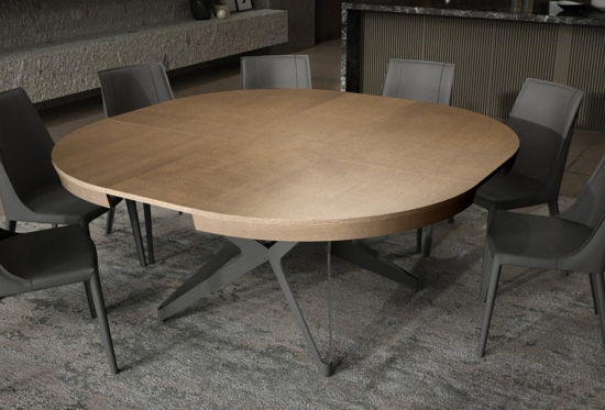 Biground, extendable round dining table