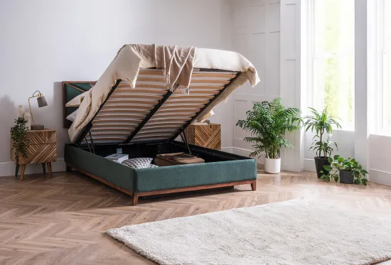 Illusion King Size Storage Bed Hunter Green | Furl Illusion King Size Storage Bed Hunter Green | Furl