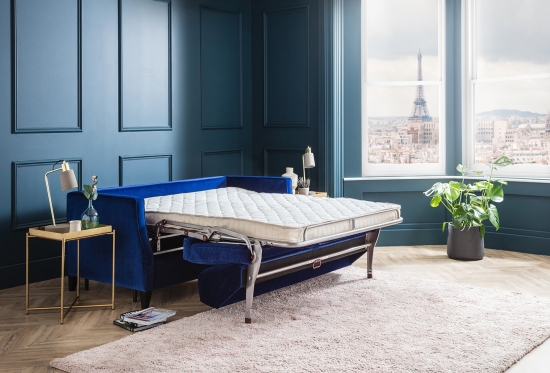 Paris 2.5 Seater Sofa Bed Blue Velvet