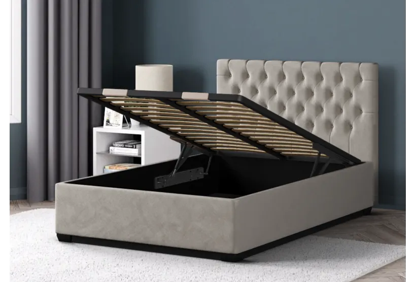 Max Double Size Ottoman Bed Velvet | Furl