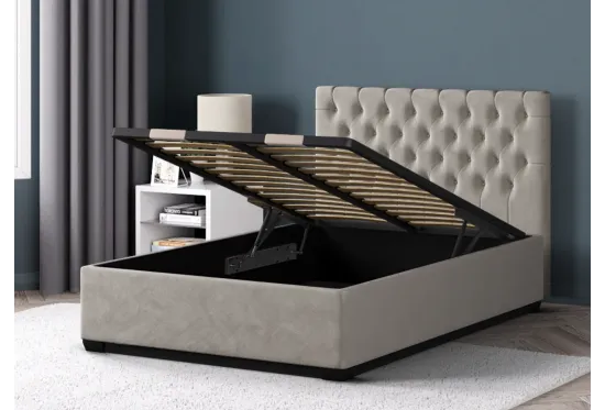 Max Double Size Ottoman Bed Velvet | Furl