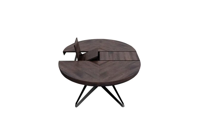 Big Round Extending Table Dark Ancient Oak Seats up to 8 | furl
