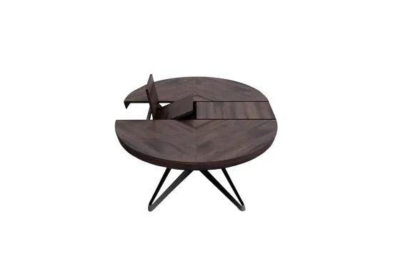 Big Round Extending Table Dark Ancient Oak Seats up to 8 | furl