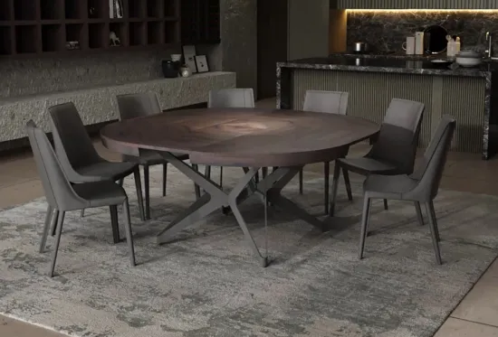 Big Round Extending Table Dark Ancient Oak Seats up to 8 | furl
