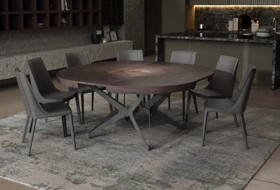 Big Round Extending Table Dark Ancient Oak Seats up to 8 | furl