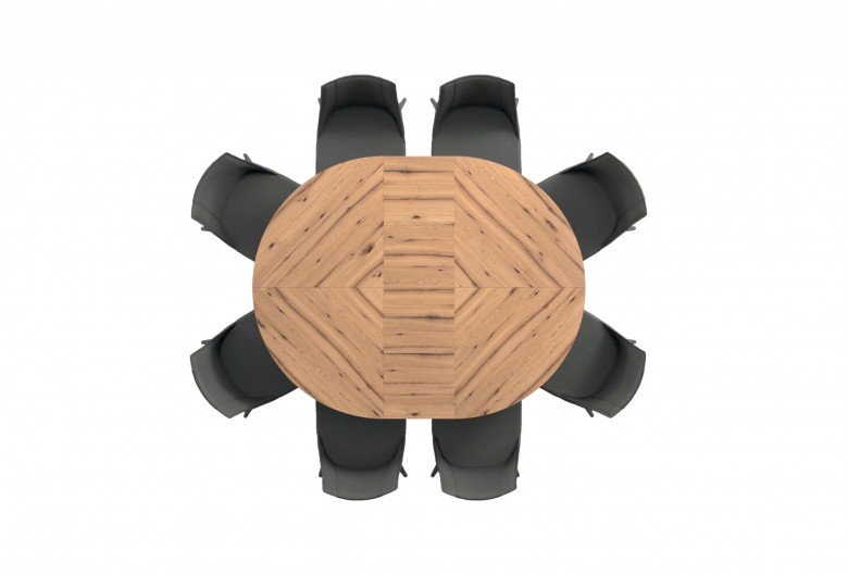 Biground, extendable round dining table