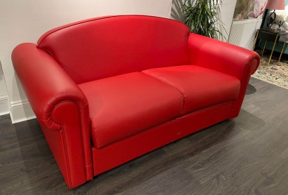 Classic 3 Seater Sofa Bed in Red Leather