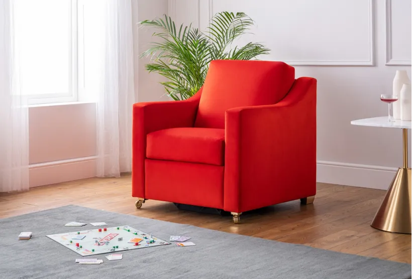Classic Storage Armchair in Moleskin Velvet Tomato | Furl