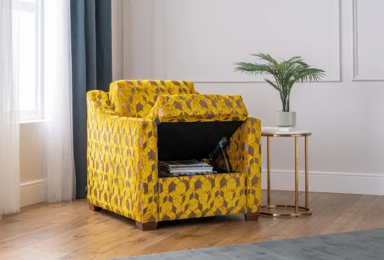 Classic Storage Armchair in Gold Designers Guild fabric | Furl Classic Storage Armchair in Gold Designers Guild fabric | Furl