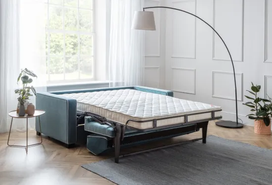 Duette 3 Seater Sofa Bed in Blue Velvet | Furl 2