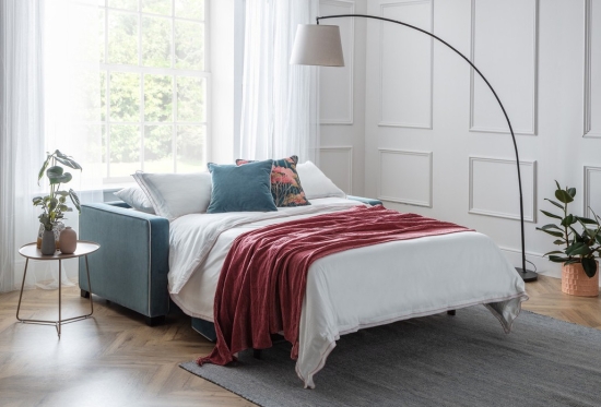 Duette 3 Seater Sofa Bed in Blue Velvet | Furl