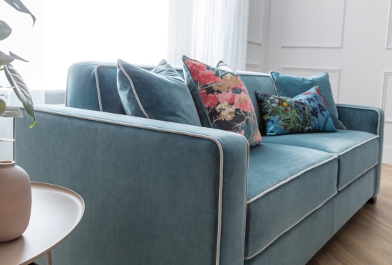 Duette 3 Seater Sofa Bed in Blue Velvet | Furl