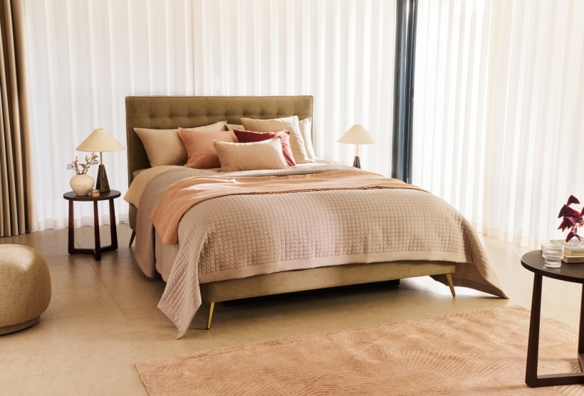 Furl Hotel single storage bed in a minimalist bedroom