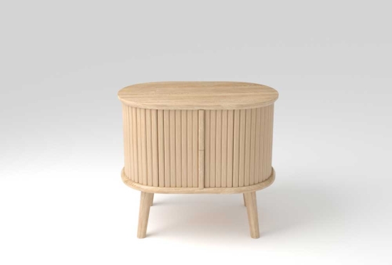 Solid Oak Bedside Table with Fluted Design | Furl