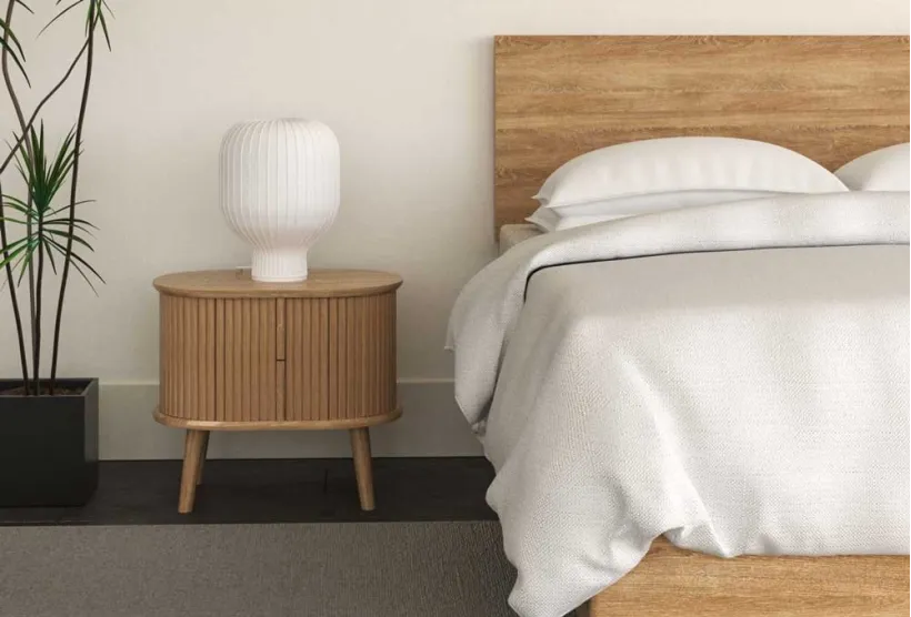Solid Oak Bedside Table with Fluted Design | Furl Solid Oak Bedside Table with Fluted Design | Furl