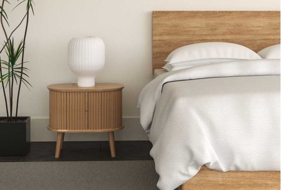 Solid Oak Bedside Table with Fluted Design | Furl