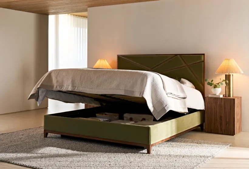 Super King Illusion Storage Bed Military Green