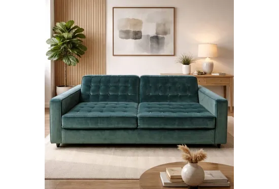 Nuvo Medium 3 Seater, Blue velvet | Furl