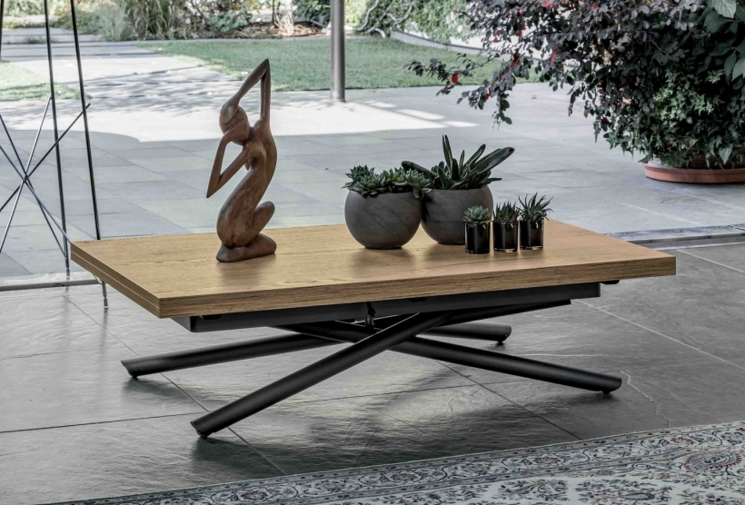 Pivot, a Height Adjustable Coffee Table | Table that Un-Folds to Seat 6