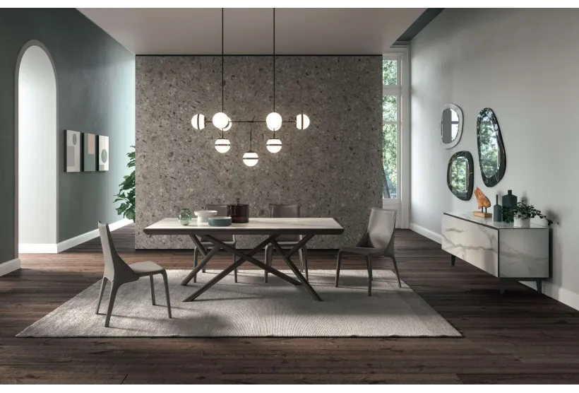 Random Dining Table in Printed Marble Glass | Furl