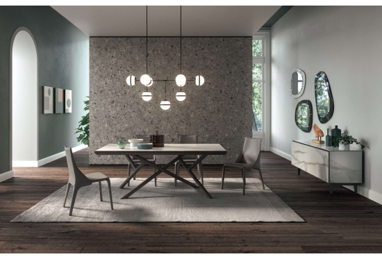 Random Dining Table in Printed Marble Glass | Furl