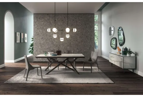 Random Dining Table in Printed Marble Glass | Furl