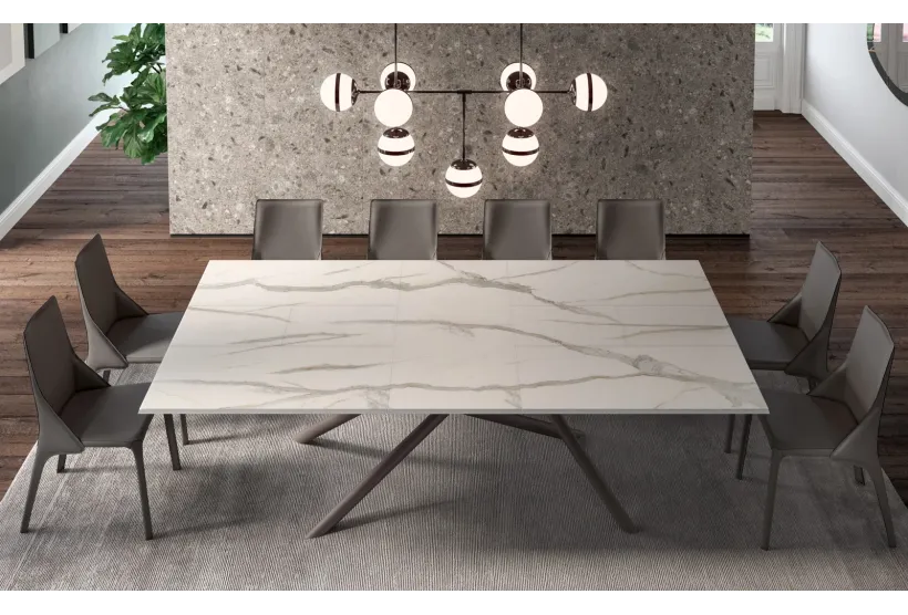 Random Dining Table in Printed Marble Glass | Furl