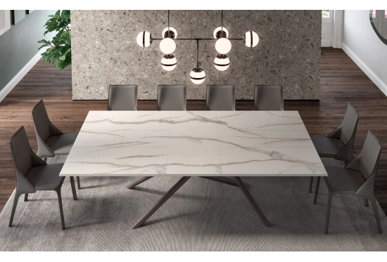 Random Dining Table in Printed Marble Glass | Furl