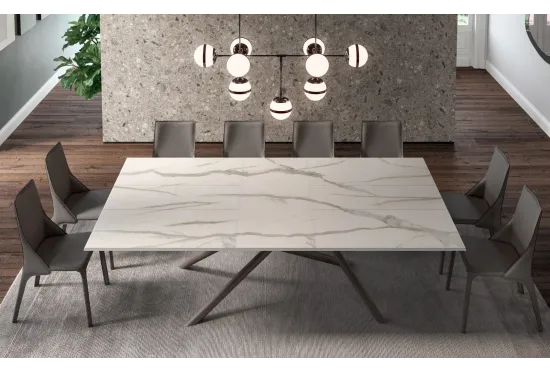 Random Dining Table in Printed Marble Glass | Furl