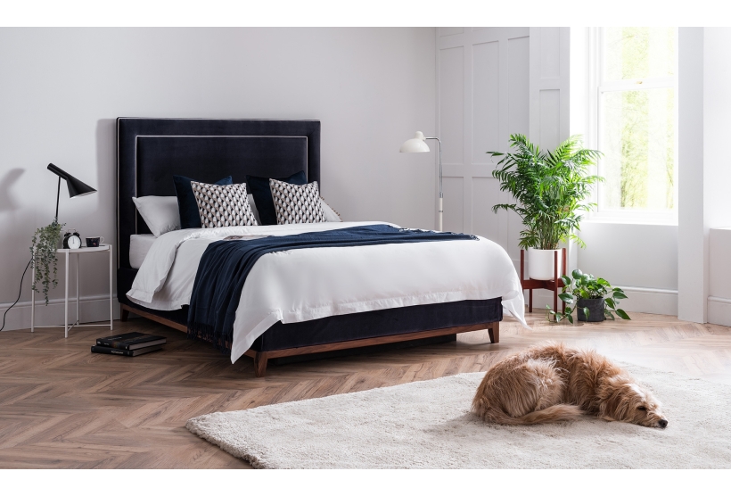 Illusion King Size Storage Bed Blue Velvet | Furl