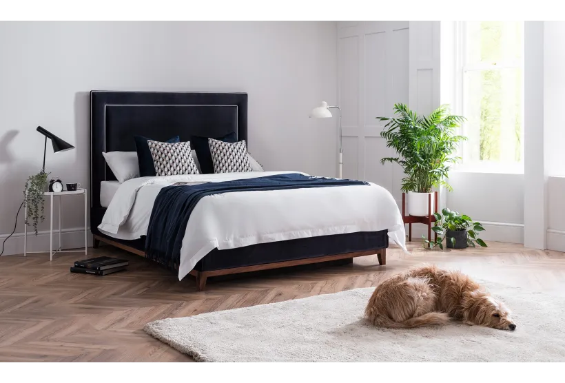 Illusion King Size Storage Bed Blue Velvet | Furl