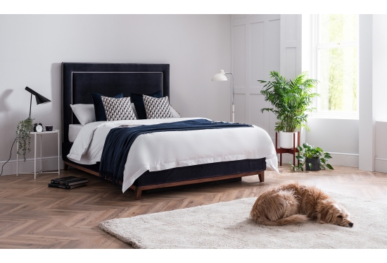 Illusion King Size Storage Bed Blue Velvet | Furl