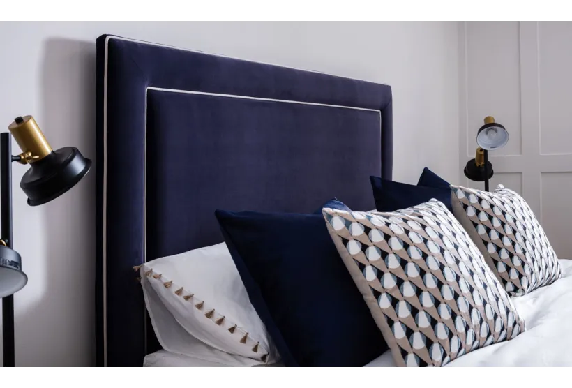 Illusion King Size Storage Bed Blue Velvet | Furl