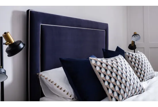 Illusion King Size Storage Bed Blue Velvet | Furl