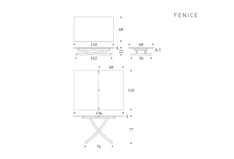Fold, a Height Adjustable Coffee Table | Doubles to Dining Size