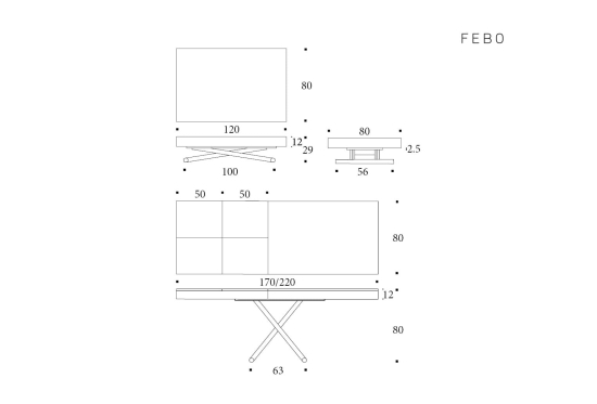 Glide, a Height Adjustable Coffee Table | Extends to Seat 8