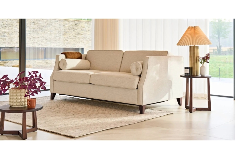 Paris 3 seater Sofa Bed bed in Natural fabric