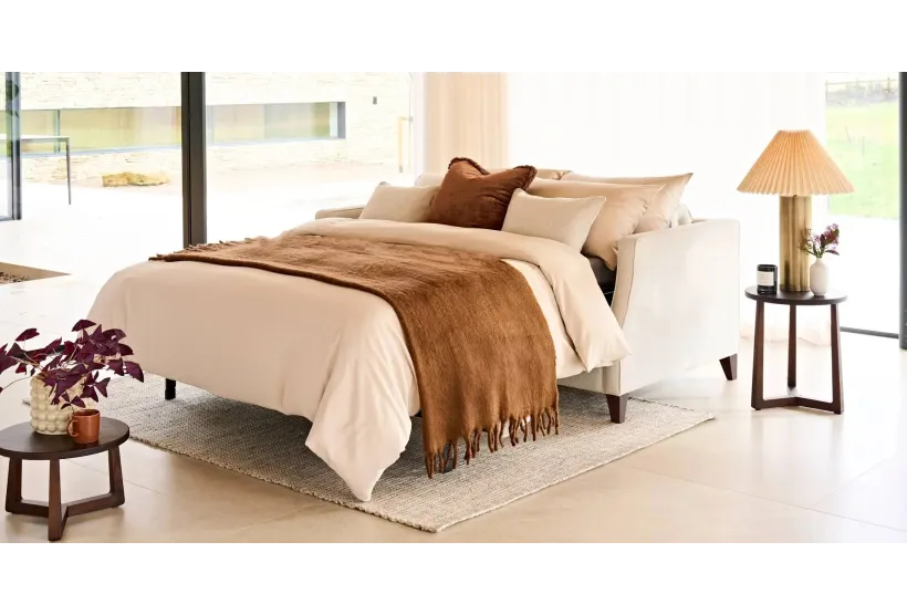 Paris 3 seater Sofa Bed bed in Natural fabric