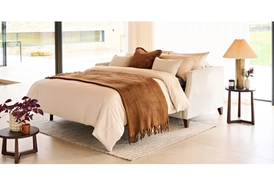Paris 3 seater Sofa Bed bed in Natural fabric