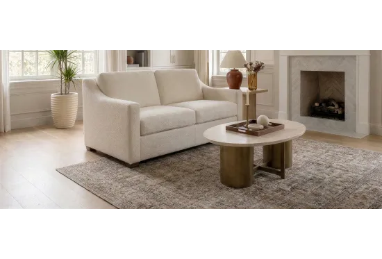 Classic 3 Seater Sofa Bed in Boucle Weave Ivory