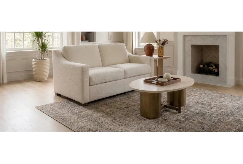 Classic 3 Seater Sofa Bed in Boucle Weave Ivory