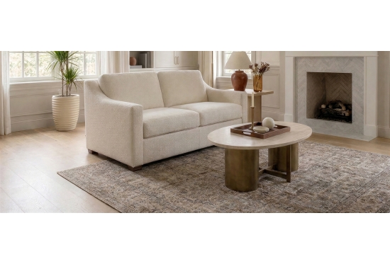 Classic 3 Seater Sofa Bed in Boucle Weave Ivory