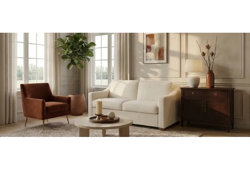 Classic 3 Seater Sofa Bed in Boucle Weave Ivory