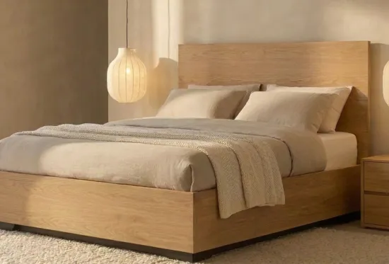 Max Wood ottoman bed in oak veneer