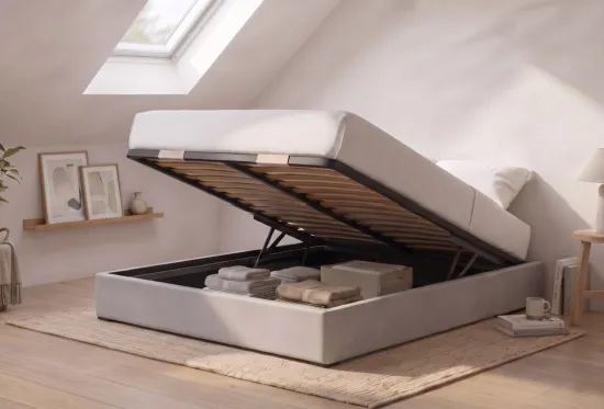 Low ottoman bed without a headboard in a loft bedroom 2