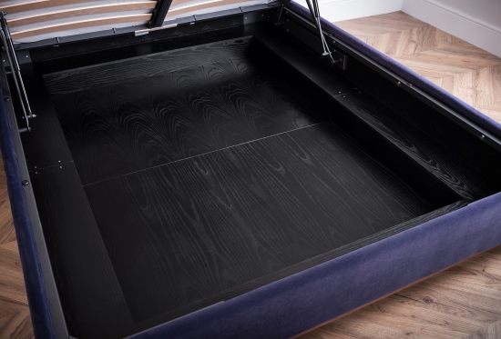 Illusion King Size Storage Bed in Blue Velvet