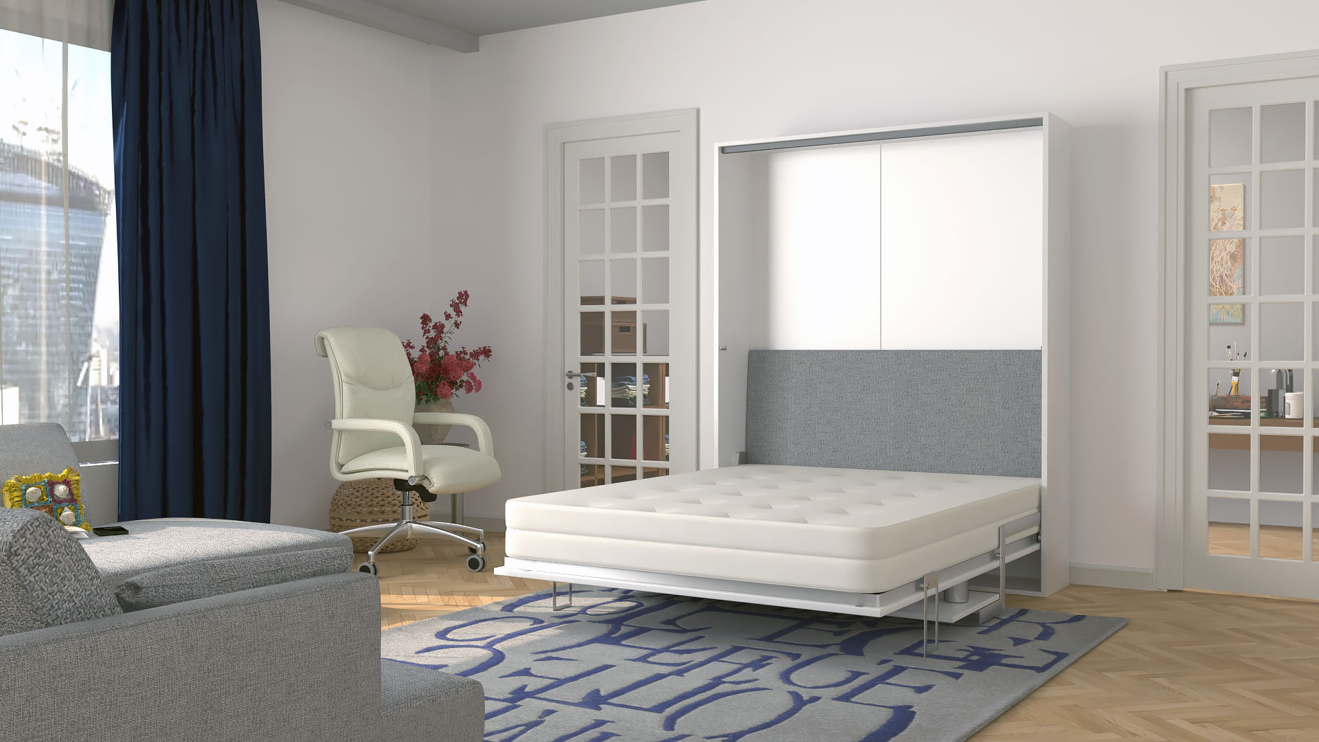 wall beds with a desk, wall beds, working from home, wall bed and desk, bed and desk, desk bed, bedroom office